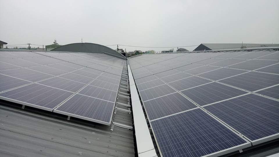 Solar panel installation on a rooftop